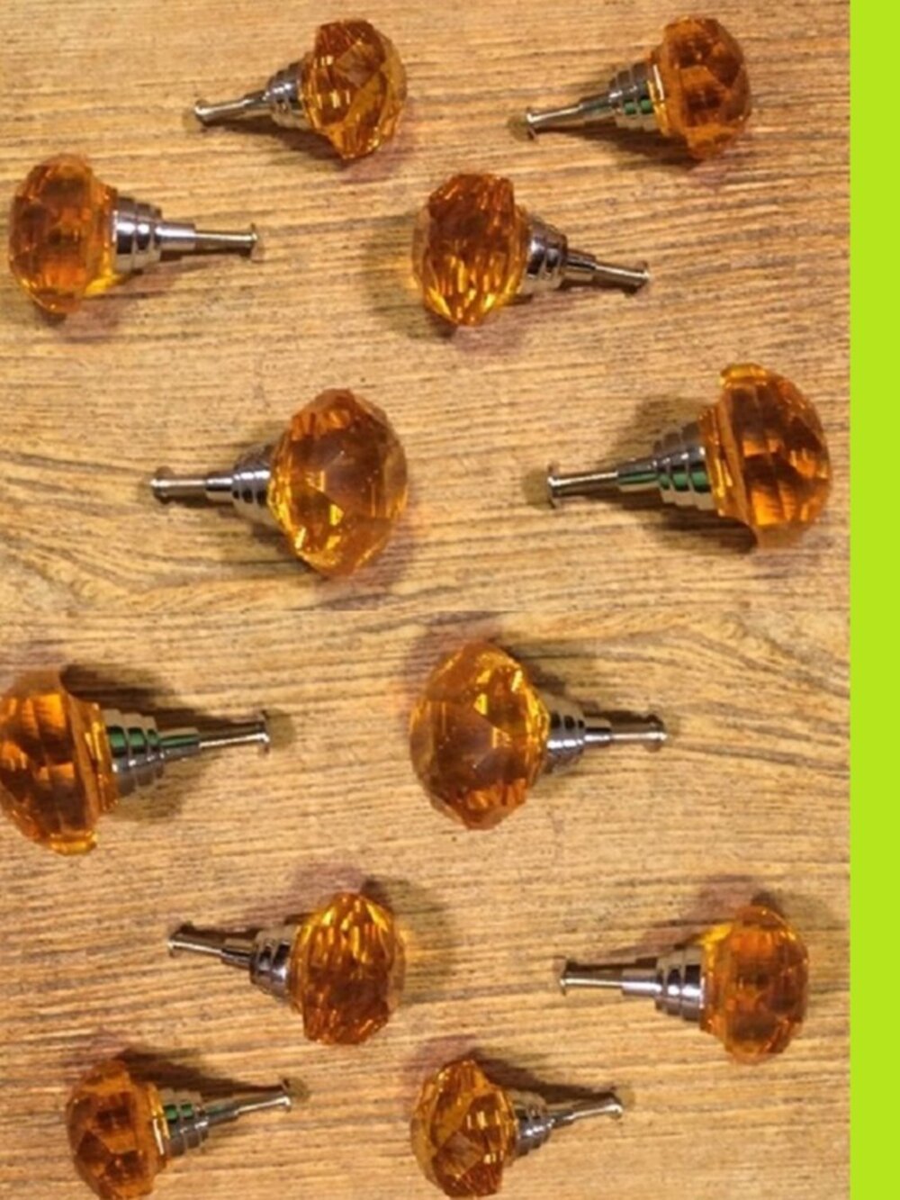 Twelve (12) Large Amber Solid Crystal Drawer Knob Cabinet Pull Twelve (12) HO14A